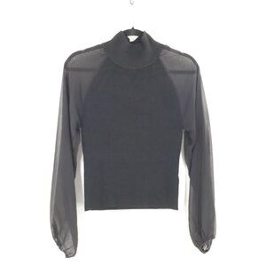 French Connection Melody High Neck Top Womens M Black Office Goth Whimsigoth NWT